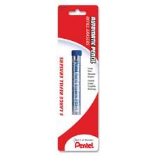0696747418057 - PENTEL OF AMERICA, LTD. PRODUCTS - ERASER REFILL, FOR PENTEL AUTOMATIC PENCIL, 5 COUNT, WHITE - SOLD AS 1 PK - LARGE WHITE REFILL ERASER IS DESIGNED FOR USE WITH MORE THAN 10 PENTEL AUTOMATIC PENCILS. USE TO REFILL PENTEL QUICKER CLICKER, CLARIUS, FORTE