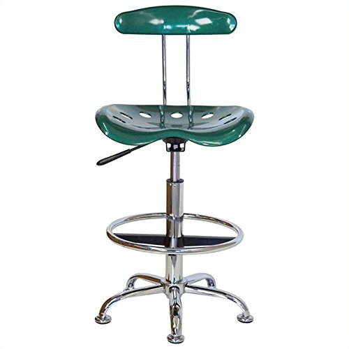 0696747429985 - FLASH FURNITURE LF-215-GREEN-GG VIBRANT GREEN AND CHROME DRAFTING STOOL WITH TRA