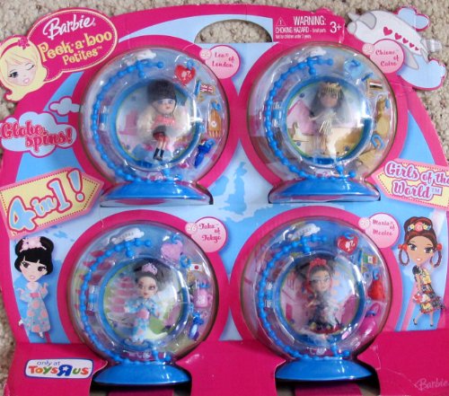 0696748039213 - BARBIE PEEK-A-BOO PETITES GIRLS OF THE WORLD DOLLS 4-IN-1 W LEA OF LONDON, TAKA OF TOKYO, CHIONE OF CAIRO & MARIA OF MEXICO TOYSRUS EXCLUSIVE