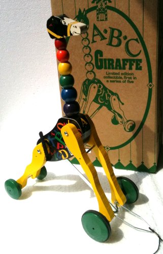 0696748164328 - FISHER PRICE WOODEN PULL TOY ABC GIRAFFE FROM TOY TOWN U.S.A. 1998 LIMITED NUMBERED EDITION COLLECTIBLE (13 1/2 TALL)