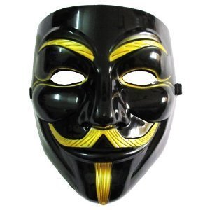 0696749866214 - VIP VERSION OF V FOR VENDETTA MASK / ANONYMOUS / GUY FAWKES MASK MASK BLACK & GOLD (JAPAN IMPORT) BY RUBIES