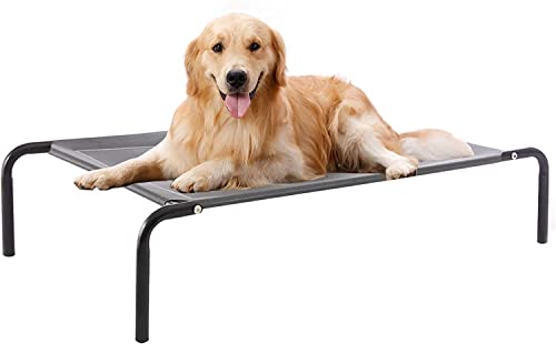 6970357485109 - ELEVATED DOG BED COT, RAISED PORTABLE PET BEDS FOR EXTRA LARGE MEDIUM SMALL DOGS WITH BREATHABLE MESH, INDOOR AND OUTDOOR, STABLE FRAME & DURABLE SUPPORTIVE TESLIN RECYCLABLE MESH