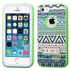 6971025004950 - MYBAT FOREST TRIBE/ELECTRIC GREEN VERGE HYBRID PROTECTOR COVER (WITH STAND) COMPATIBLE WITH APPLE IPHONE 5S/5