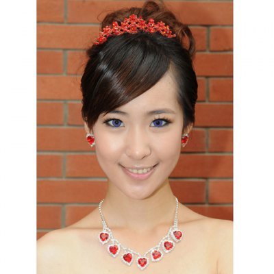 6971025008507 - STUNNING RED RHINESTONE EMBELLISHED TWO-PIECE JEWELRY FOR BRIDE