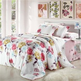 6971025058564 - COLORFUL FLORAL PRINT SOFT WARM KEEPING COMFORTABLE TENCEL BEDDINGS 4 PIECES