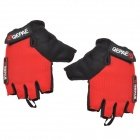 6971025995135 - QEPAE F035 OUTDOOR SPORTS CYCLING NON-SLIP HALF FINGERS GLOVES - RED + BLACK (PAIR / SIZE L)