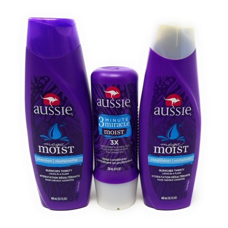 0697111193525 - AUSSIE MOIST SHAMPOO AND CONDITIONER, 13.5 OUNCE EACH, PLUS 3 MINUTE MIRACLE MOI