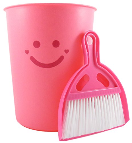 0697111823835 - WASTEBASKET WITH DUSTPAN AND BRUSH SET (3 PIECE) 1 1/2 GALLON 9 3/4 TALL NEON PINK - THE HAPPIEST WASTEBASKET AND DUSTPAN ON EARTH