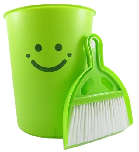 0697111824047 - WASTEBASKET WITH DUSTPAN AND BRUSH SET (3 PIECE) 1 1/2 GALLON 9 3/4 TALL NEON GREEN - THE HAPPIEST WASTEBASKET AND DUSTPAN ON EARTH