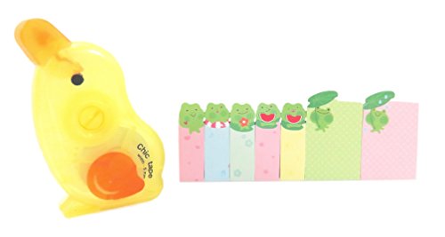 0697111825259 - YELLOW CHICK CORRECTION TAPE 4 X 3/4 WHITE WITH FROG MEMO PAD PAGE MARKER STICKERS (2 PIECE)