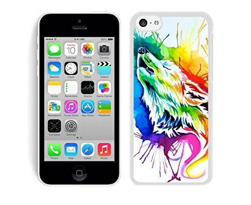 6971187065127 - CASE,IPHONE,AMAZON,BELT CLIP AND CASE COMBO,RAINBOW WOLF IPHONE 5C CASE WHITE COVER