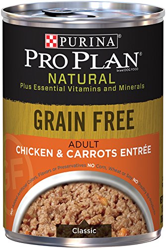 0697285158368 - PURINA PRO PLAN WET DOG FOOD, NATURAL, GRAIN FREE ADULT CHICKEN & CARROTS ENTRÉE, 13-OUNCE CAN, PACK OF 12