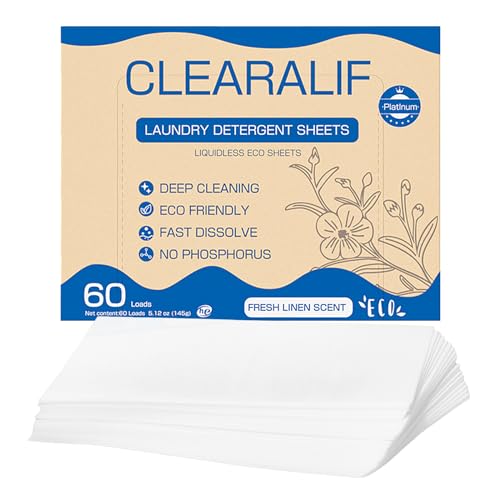 6976099133223 - LAUNDRY DETERGENT SHEETS UP TO 60 LOADS ECO FRIENDLY ZERO WASTE,PLASTIC FREE ULTRA CONCENTRATED PLANT BASED FREE AND CLEAR LAUNDRY STRIPS FOR HE MACHINE, TRAVEL, HOME CLOTHES WASHING (FRESH LINEN)