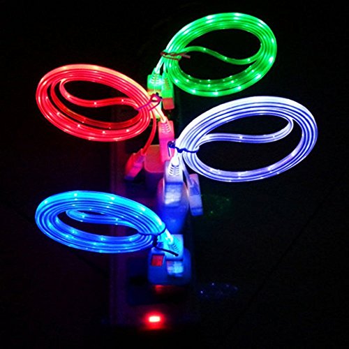 0697665857379 - ZYZ(TM) LATEST! 4 PECES !PECES IPHONE 6 6 PLUS IPHONE 5 5S LED GLOW IN THE DARK LIGHT-UP USB DATA SYNC CHARGER CABLE