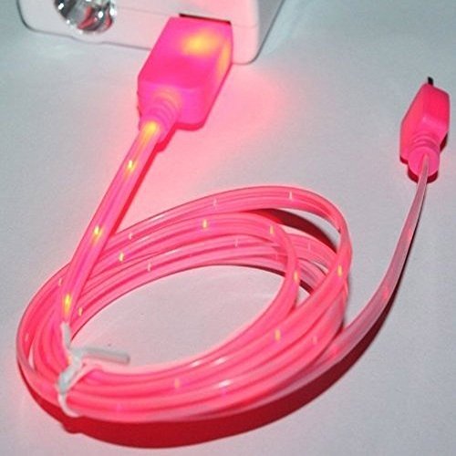 0697665857430 - ZYZ(TM) 2 PECES!LED VISIBLE DATA SYNC CHARGING LIGHT UP FLAT NOODLE USB CABLE FOR IPHONE 6, 6 PLUS, 5, 5S, 5C, IPAD AIR 1, 2 & IPAD MINI 2 & 3 (PINK)