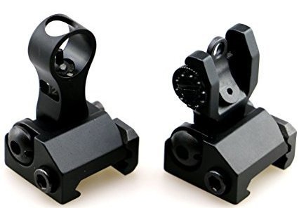 0697691981697 - NEW FLIP UP FRONT REAR BACKUP IRON SIGHT SET WITH ELEVATION WINDOW BY GOLDEN EYE TACTICAL
