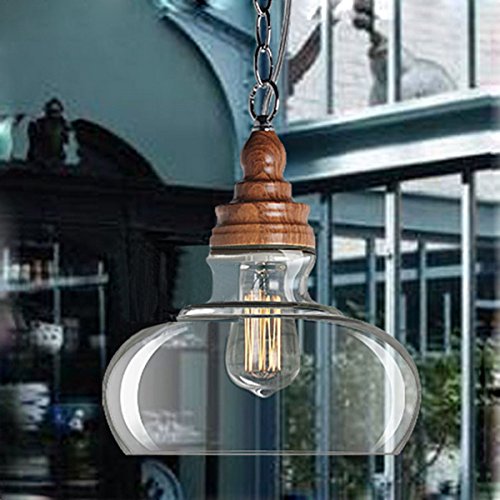 0697977777655 - NORDIC AMERICAN CREATIVE WOOD PENDANT GLASS LAMPS RETRO DINING BAR TABLE STUDY LAMPS