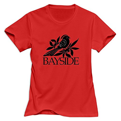 6983628907613 - CRYSTAL WOMEN'S BAYSIDE O NECK DESIGN T-SHIRT RED US SIZE L