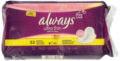 0698895679137 - ALWAYS ULTRA THIN REGULAR DEODORIZING PADS WITH WINGS 32 COUNT BY ALWAYS