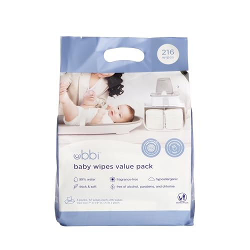 0698904101390 - UBBI FRAGRANCE-FREE BABY WIPES, 99% WATER BASED, HYPOALLERGENIC FOR SENSITIVE SKIN WITH CHAMOMILE, VITAMIN E & ALOE, EWG VERIFIED, VALUE PACK, 3 PACK