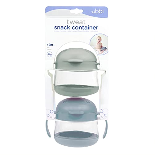 0698904103288 - UBBI TWEAT NO SPILL SNACK CONTAINER FOR KIDS, BPA-FREE, TODDLER SNACK CONTAINER, SAGE & BLUE