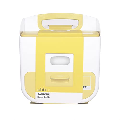 0698904108825 - UBBI PORTABLE DIAPER CHANGING STATION DIAPER STORAGE CADDY ORGANIZER WITH BONUS CHANGING MAT. STORES BABY DIAPERS, WIPES + BABY ACCESSORIES, PANTONE YELLOW