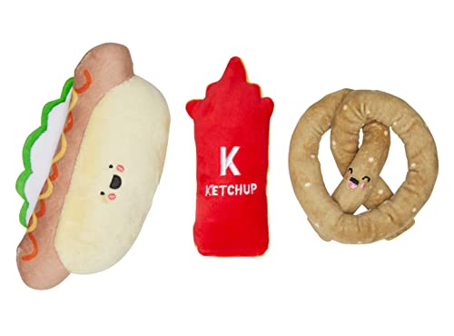 0698904502784 - PEARHEAD BALLPARK DOG TOYS, SET OF 3, PLUSH CHEW TOYS FOR DOGS, KETCHUP PRETZEL & HOTDOG DOG TOY SET, MUST HAVE PET ACCESSORIES FOR DOG OWNERS