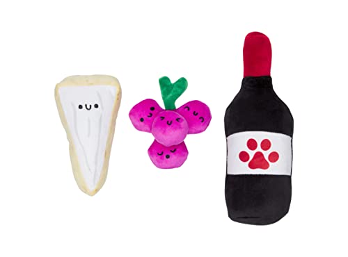 0698904502838 - PEARHEAD PAWRCUTERIE BOARD DOG TOYS, SET OF 3, WINE CHEESE & GRAPE DOG TOYS, CHARCUTERIE BOARD TOY SET FOR PETS, MUST HAVE PLUSH CHEW TOYS FOR PET OWNERS