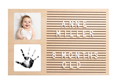 0698904870906 - PEARHEAD BABYPRINTS LETTERBOARD BABY HANDPRINT & PHOTO FRAME, WOODEN CUSTOMIZABLE LETTERBOARD FOR BABY, NEW BABY KEEPSAKE