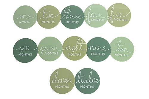 0698904871019 - PEARHEAD ACRYLIC MONTHLY MILESTONE PHOTO CARDS, GENDER-NEUTRAL BABY’S FIRST YEAR DOUBLE SIDED PHOTO PROP DISCS, PREGNANCY JOURNEY MILESTONE MARKERS, SAGE
