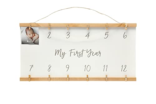 0698904871071 - PEARHEAD BABY’S FIRST YEAR PHOTO FRAME, BABY MONTHLY GROWTH MILESTONE COLLAGE KEEPSAKE FRAME, WOODEN CLIP GENDER-NEUTRAL BABY GIRL OR BABY BOY NURSERY DÉCOR ACCESSORY