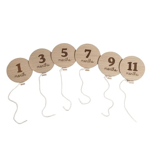 0698904950547 - KATE & MILO BABY MONTHLY MILESTONE MARKER DISCS, REVERSIBLE PHOTO PROPS, BABY GROWTH AND PREGNANCY GROWTH CARDS, 1-12 MONTHS, GENDER-NEUTRAL GIFT, BIRTHDAY BALLOONS