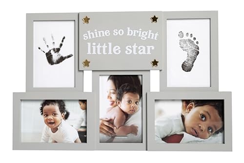 0698904950608 - KATE & MILO BABY HANDPRINT AND FOOTPRINT KEEPSAKE FRAME, BABYPRINTS COLLAGE FRAME FOR BABY GIRL OR BABY BOY, GENDER-NEUTRAL NEWBORN NURSERY DÉCOR, BABY PICTURE FRAME, SHINE SO BRIGHT LITTLE STAR