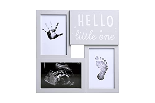 0698904955573 - KATE & MILO BABYPRINTS AND SONOGRAM HELLO LITTLE ONE COLLAGE FRAME, BABY HANDPRINT, FOOTPRINT AND ULTRASOUND BABY KEEPSAKE FRAME, PREGNANCY ANNOUNCEMENT, GENDER-NEUTRAL, WHITE