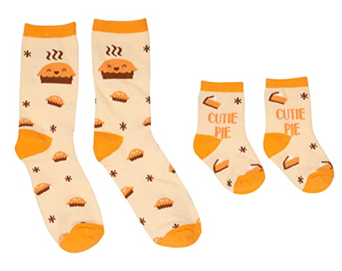0698904956303 - KATE & MILO MOM & BABY SOCKS SET, CUTIE PIE, MATCHING SOCK SET, MOM AND BABY GIFT, NEW AND EXPECTING MOMS GIFT, FALL BABY ACCESSORIES