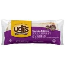 0698997808824 - UDIS UNCURED BACON EGG AND CHEDDAR BREAKFAST BURRITO, 4.5 OUNCE -- 12 PER CASE.