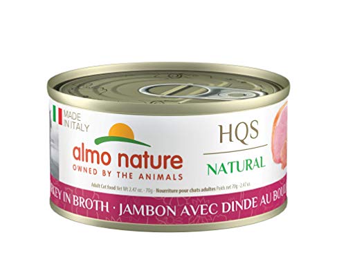 0699184011447 - ALMO NATURE HQS NATURAL MADE IN ITALY HAM WITH TURKEY IN BROTH WET CAT FOOD -2.47 OZ70G X 24