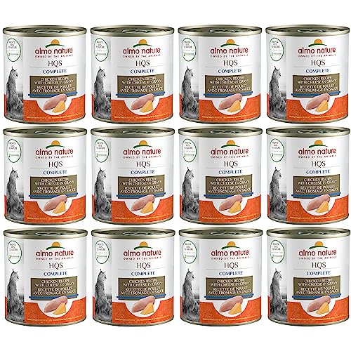 0699184011898 - PHILLIPS FEED & PET SUPPLY ALMO NATURE: HQS COMPLETE CAT 12 PACK: CHICKEN RECIPE WITH CHEESE IN GRAVY - 9.87OZ CANS, ADULT CAT CANNED WET FOOD, GRAIN FREE, DAILY MEAL