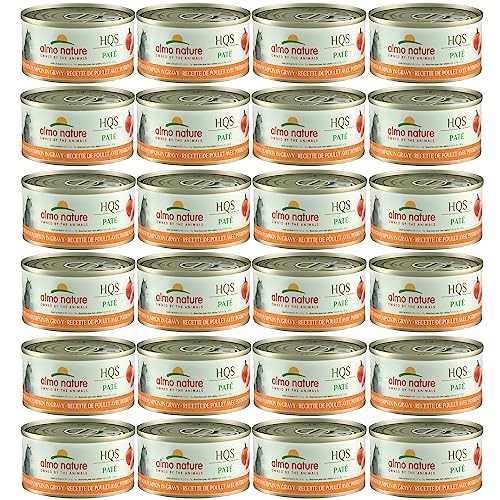 0699184011997 - PHILLIPS FEED & PET SUPPLY ALMO NATURE: HQS PATE CAT 24 PACK: CHICKEN RECIPE WITH PUMPKIN IN GRAVY -2.47OZ CANS, SUPPLEMENTAL ADULT CAT WET FOOD, LIMITED INGREDIENT, GRAIN FREE