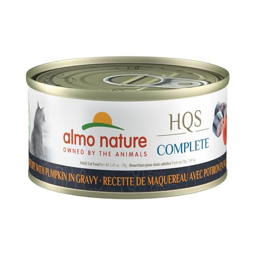 0699184012215 - ALMO NATURE: HQS COMPLETE CAT 12 PACK: MACKEREL RECIPE WITH PUMPKIN IN GRAVY - 2.47OZ CANS, ADULT CAT CANNED WET FOOD, COMPLETE & BALANCED DAILY MEAL