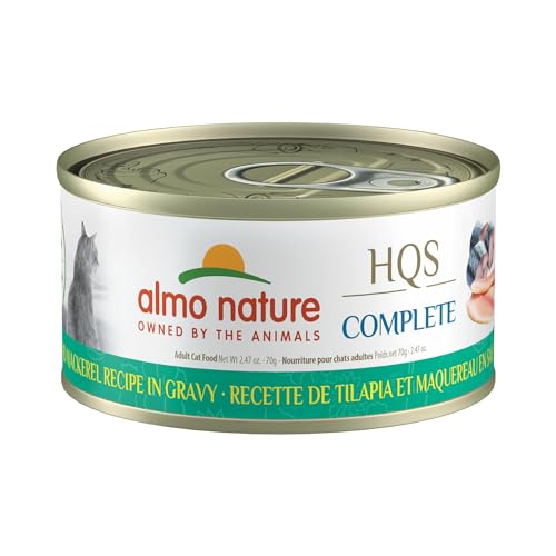 0699184012239 - ALMO NATURE: HQS COMPLETE CAT 12 PACK: TILAPIA RECIPE IN GRAVY - 2.47OZ CANS, ADULT CAT CANNED WET FOOD, COMPLETE & BALANCED DAILY MEAL, NATURAL