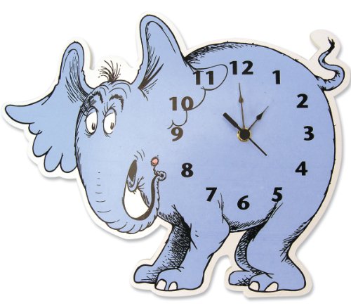 0699328188752 - TREND LAB DR. SEUSS HORTON ELEPHANT SHAPED WALL CLOCK, BLUE