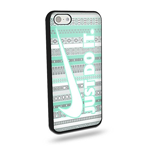 6994746644250 - NIKE JUST DO IT ASTEC MINT BLUE FOR IPHONE AND SAMSUNG GALAXY TPU CASE (IPHONE 5/5S BLACK)