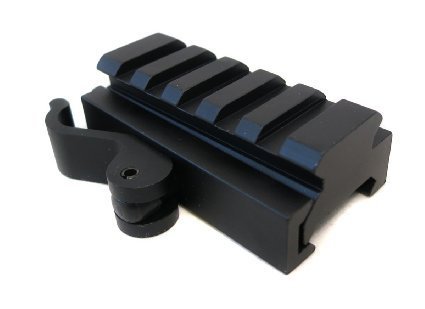 0699618831771 - TACTICAL LOW PROFILE 5 SLOT PICATINNY RISER MOUNT WITH QUICK RELEASE, FOR RED DOTS, SCOPES, AND OPTICS (0.5 INCH H X 2.5 INCH L) BY GOLDEN EYE TACTICAL