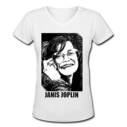 6998342609910 - ZHAOHUI SALE WOMENS JANIS JOPLIN V-NECK T-SHIRTS M WHITE