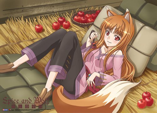0699858958627 - GREAT EASTERN ENTERTAINMENT SPICE AND WOLF HOLO WITH APPLE WALL SCROLL, 31 BY 44-INCH
