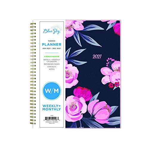 0699931221983 - BLUE SKY 2021 WEEKLY & MONTHLY PLANNER, FROSTED FLEXIBLE COVER, TWIN-WIRE BINDING, 8.5” X 11”, MIMI PINK