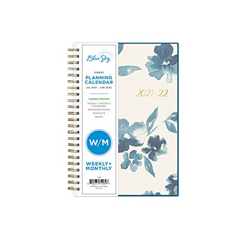 0699931319697 - BLUE SKY 2021-2022 ACADEMIC YEAR WEEKLY & MONTHLY PLANNER, 5 X 8, FROSTED FLEXIBLE COVER, WIREBOUND, BAKAH BLUE
