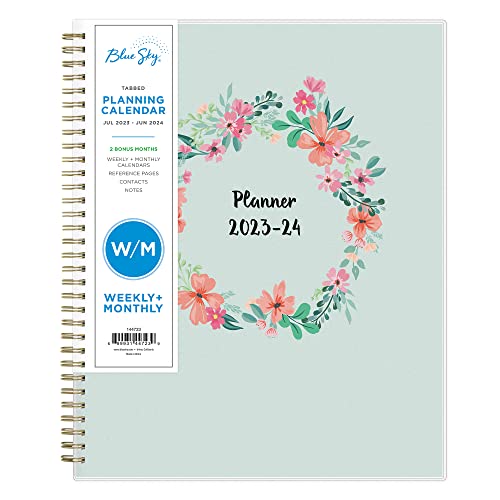0699931447239 - BLUE SKY 2023-2024 ACADEMIC YEAR WEEKLY AND MONTHLY PLANNER, 8.5 X 11, FROSTED FLEXIBLE COVER, WIREBOUND, LAUREL
