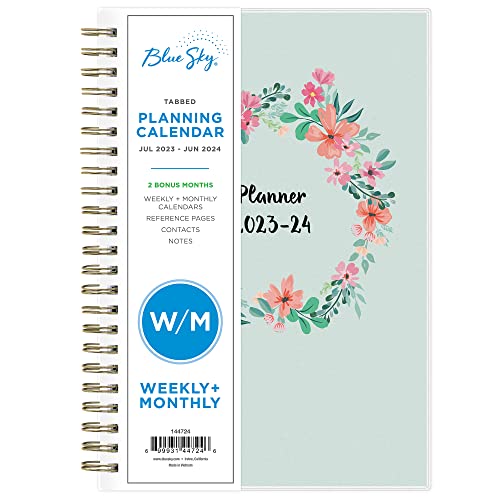 0699931447246 - BLUE SKY 2023-2024 ACADEMIC YEAR WEEKLY AND MONTHLY PLANNER, 5 X 8, FROSTED FLEXIBLE COVER, WIREBOUND, LAUREL